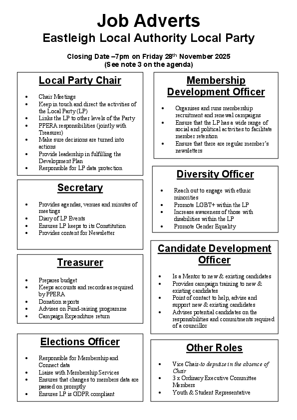 Job Adverts for 2025 AGM